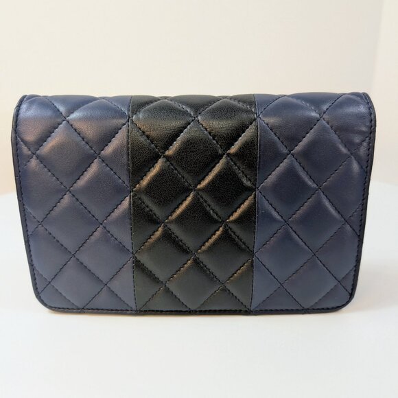 Chanel Bicolor Black and Navy Quilted Lambskin Wallet on Chain (WOC) - Picture 8 of 16